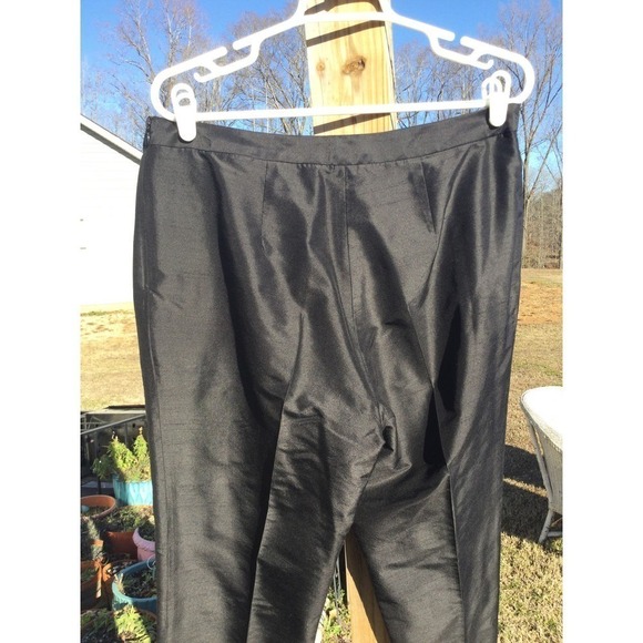 Thalian womens silk pants size 12 black straight leg made in USA formal - Picture 8 of 10